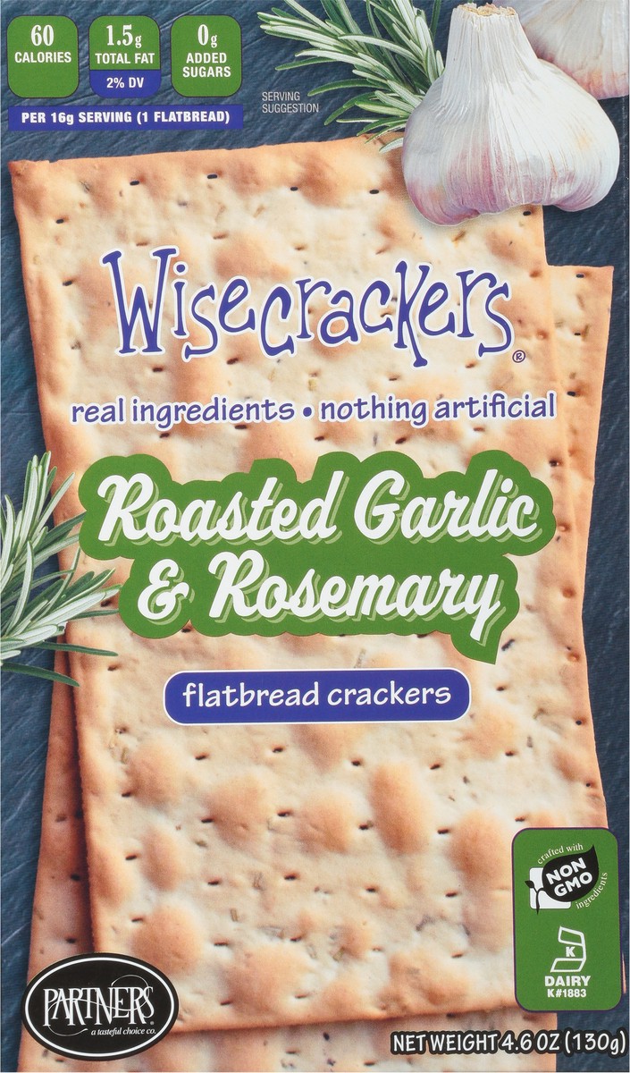 slide 6 of 9, Wisecrackers Flatbread Roasted Garlic & Rosemary Crackers 4.6 oz, 4.6 oz