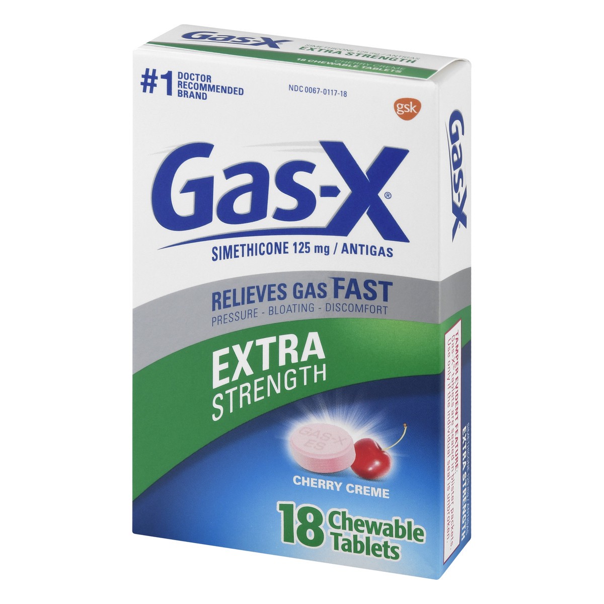 slide 9 of 9, Gas-X Extra Strength Chewable Gas Relief Tablets, Cherry - 18 Count, 18 ct