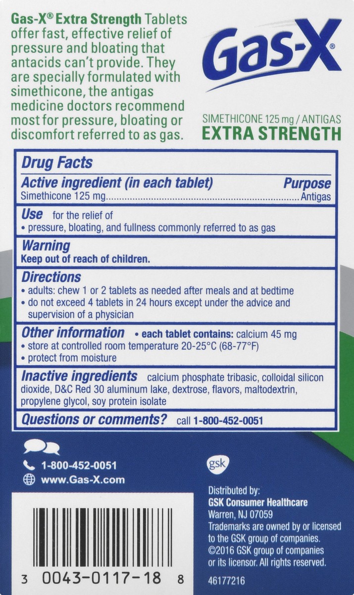 slide 3 of 9, Gas-X Extra Strength Chewable Gas Relief Tablets, Cherry - 18 Count, 18 ct