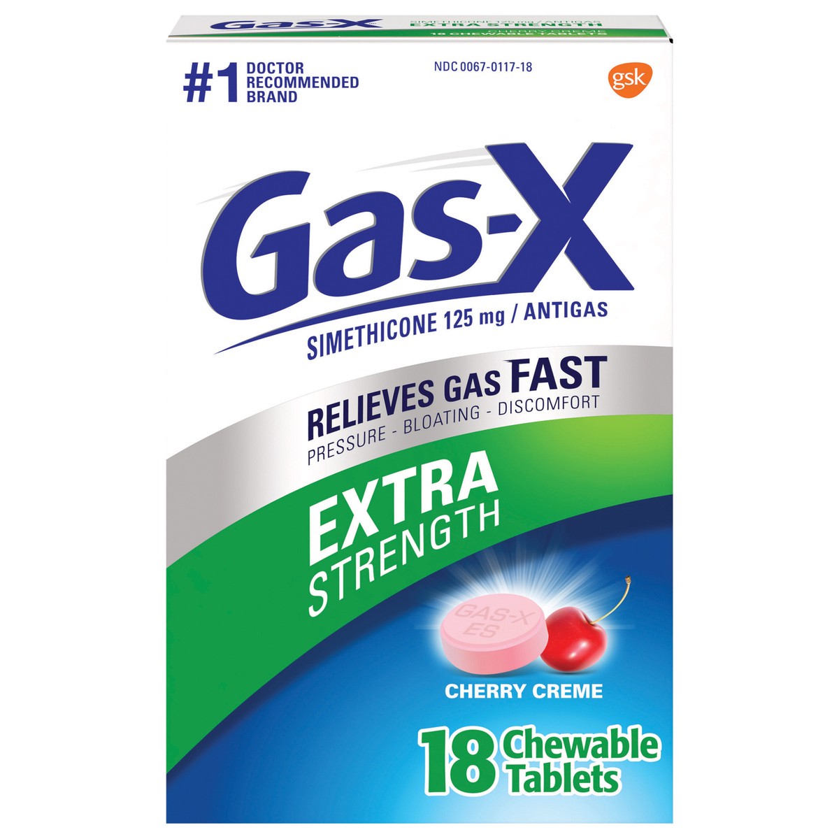 slide 1 of 9, Gas-X Extra Strength Chewable Gas Relief Tablets, Cherry - 18 Count, 18 ct