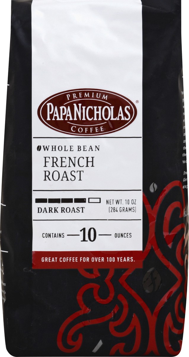 slide 4 of 4, PapaNicholas Coffee, Whole Bean, Dark Roast, French Roast, 10 oz