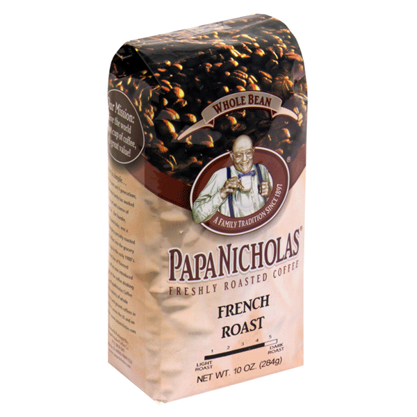 slide 1 of 4, PapaNicholas Coffee, Whole Bean, Dark Roast, French Roast, 10 oz
