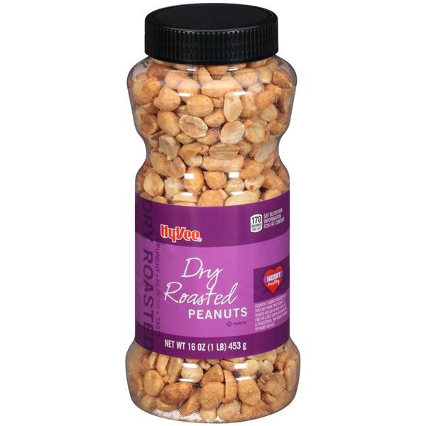 slide 1 of 1, Hy-Vee Dry Roasted Peanuts, 16 oz