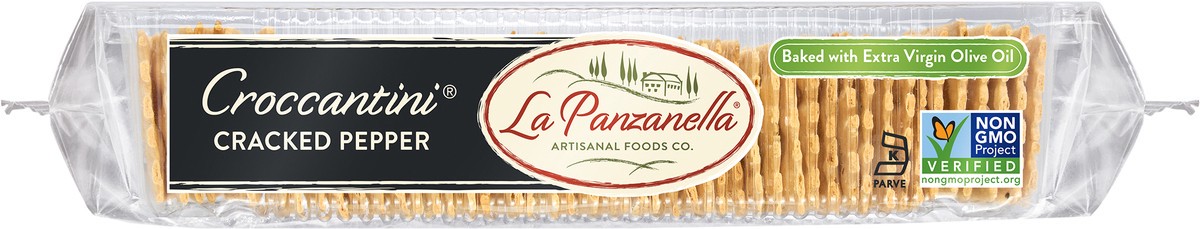 slide 5 of 5, La Panzanilla Black Pepper Mini Croccantini Artisan Crackers, 6 oz