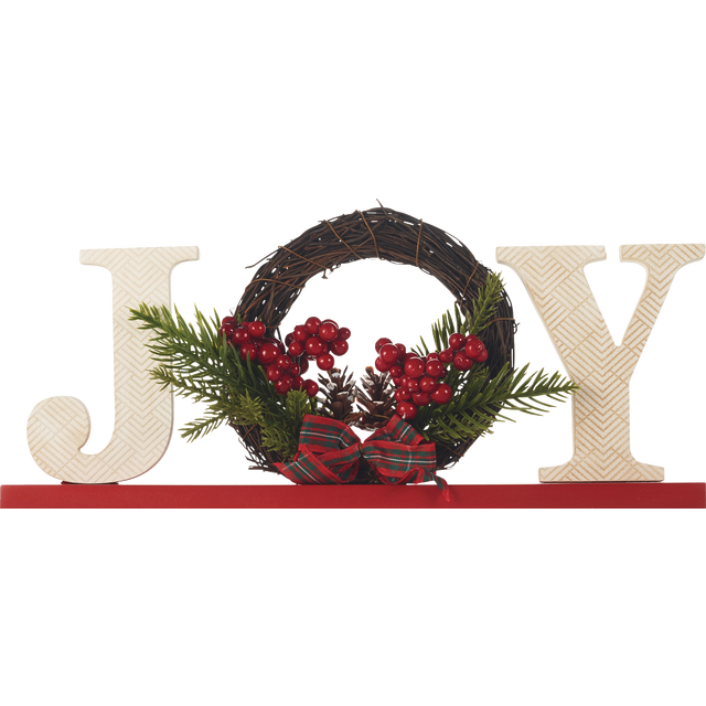 slide 1 of 1, Wood Joy Sign With Wreath, 1 ct