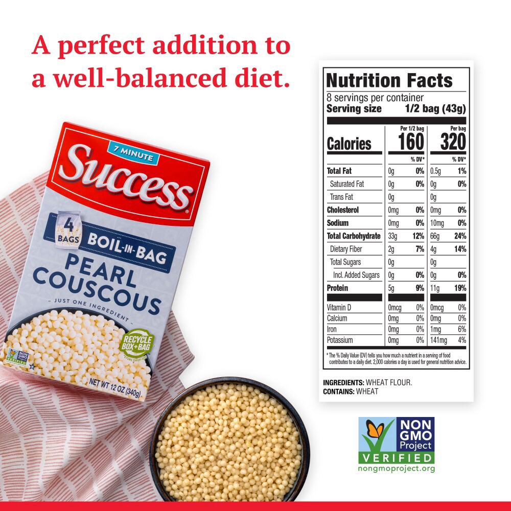 slide 4 of 6, Success Boil-in-Bag Pearl Couscous, 12 oz, 4 ct