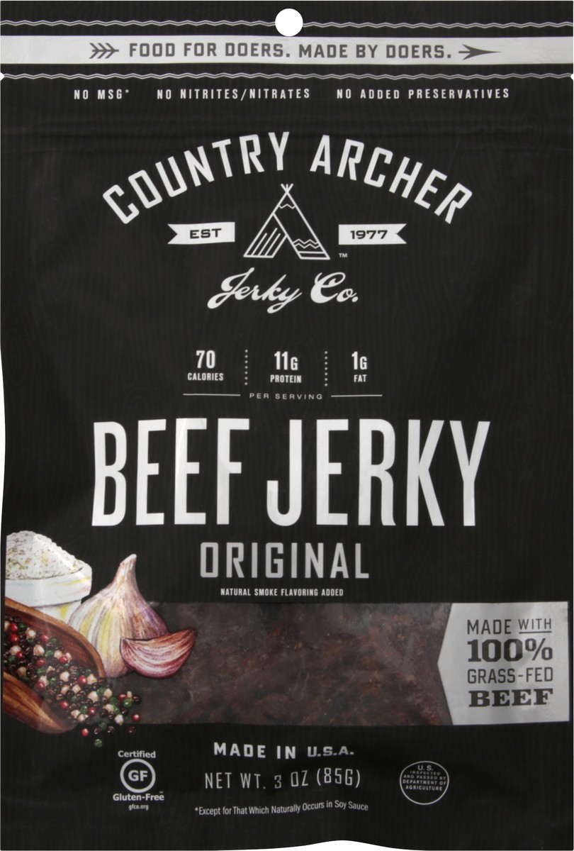 slide 5 of 6, Country Archer All Natural Grass Fed Original Beef Jerky, 3 oz