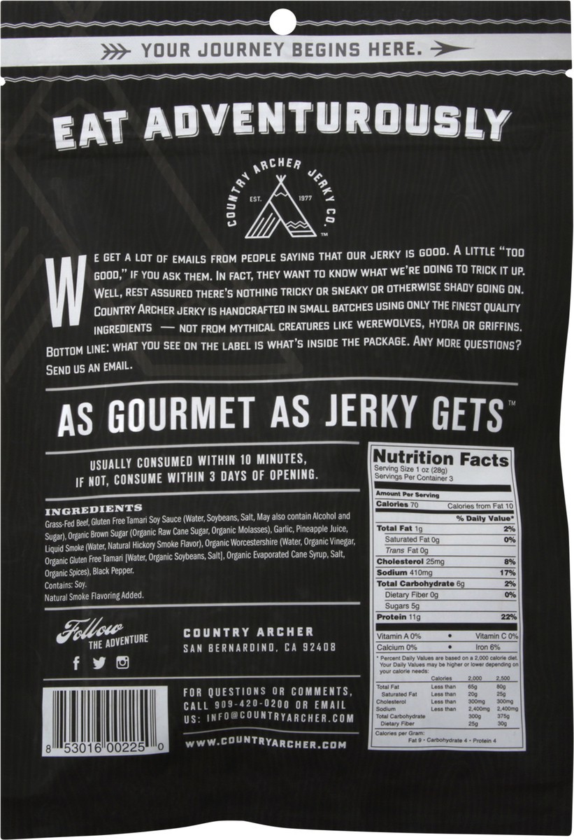 slide 6 of 6, Country Archer All Natural Grass Fed Original Beef Jerky, 3 oz