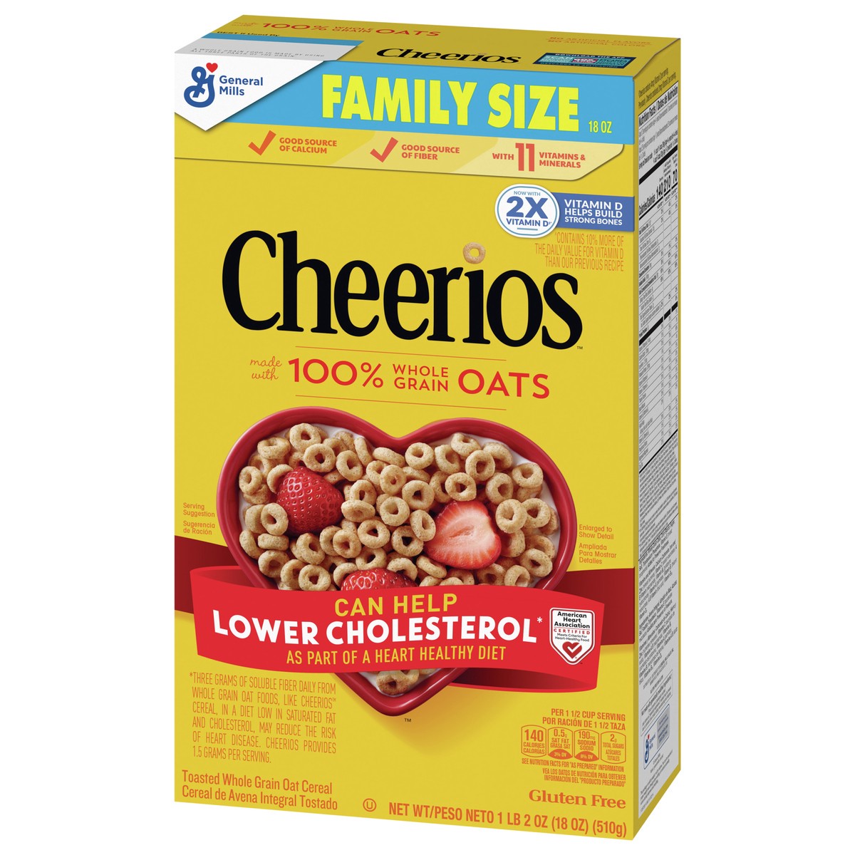 slide 8 of 13, Cheerios, Heart Healthy Gluten Free Breakfast Cereal, Family Size, 18 oz, 18 oz