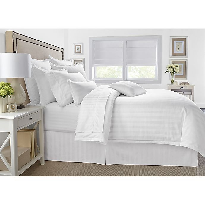 slide 1 of 1, Wamsutta 500-Thread-Count PimaCott Damask Stripe Full/Queen Comforter Set - White, 1 ct