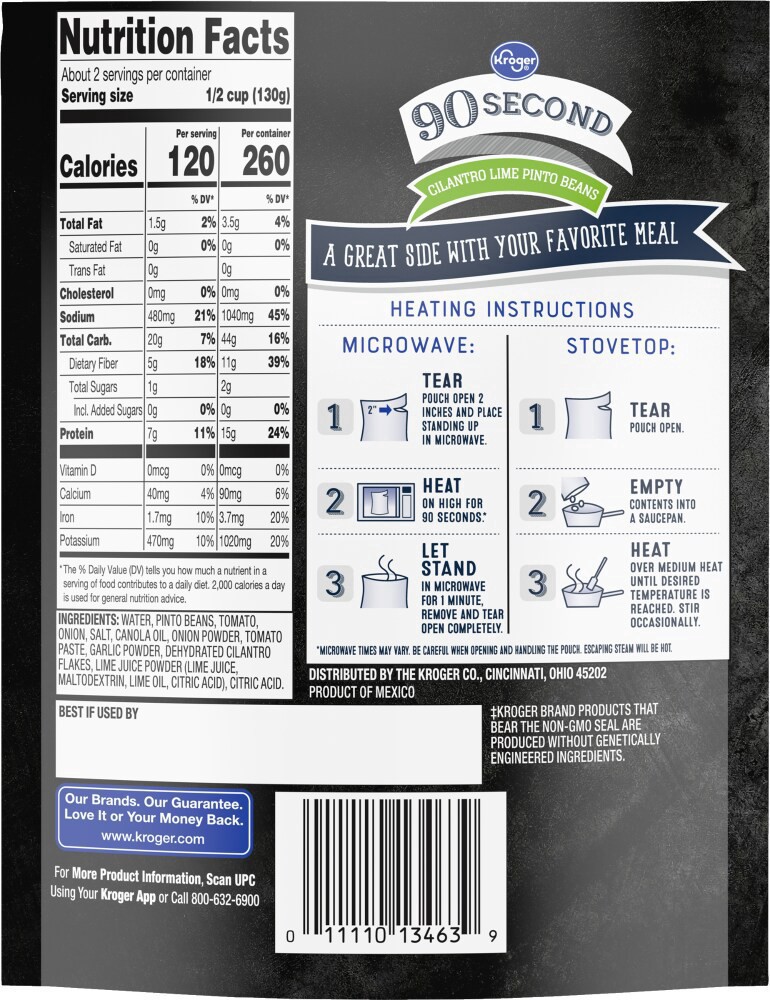 slide 2 of 2, Kroger® Cilantro Lime Pinto Beans Pouch, 10 oz