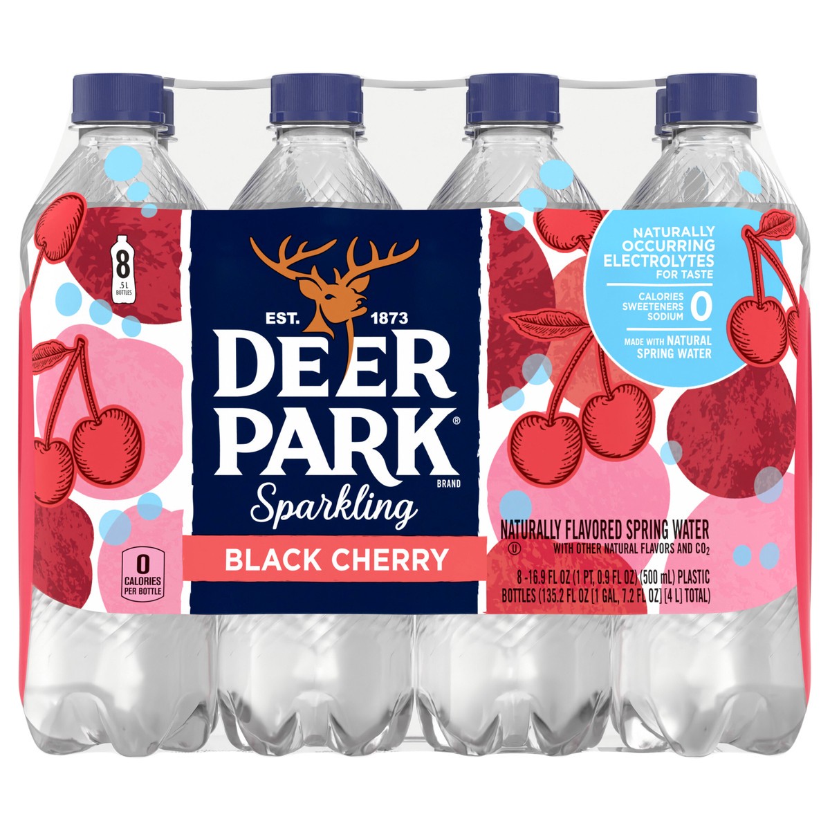 slide 1 of 5, Deer Park Sparkling Water, Black Cherry, 16.9 oz. Bottles (8 Count), 8 ct