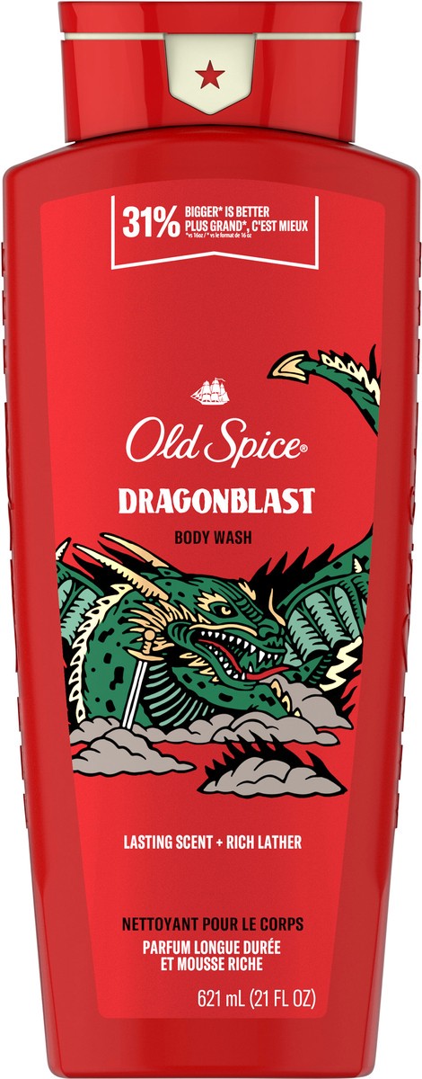 slide 2 of 3, Old Spice Body Wash for Men, Dragonblast, Long Lasting Lather, 21 FL OZ, 21 oz