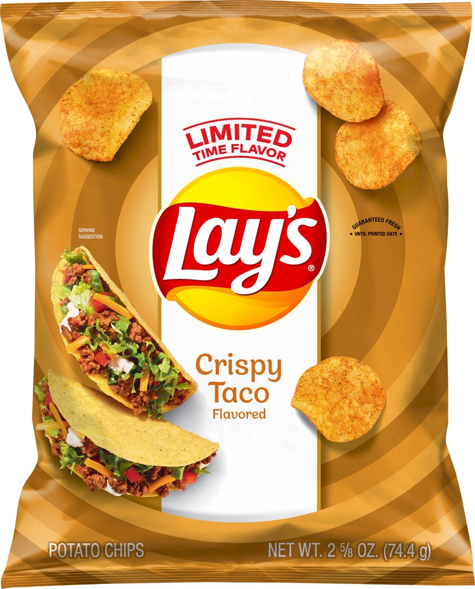 slide 3 of 3, Lay's Potato Chips Crispy Taco Flavored 2.625 Oz, 2.62 oz