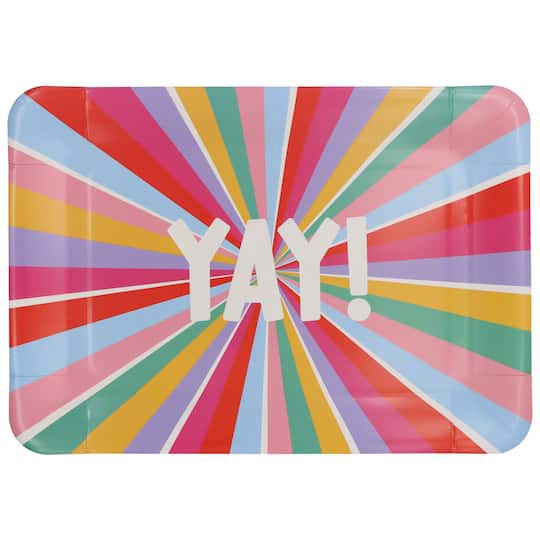 slide 1 of 3, 9" X 13" Yay Multicolor Paper Serving Trays, 2ct. By Celebrate It, 2 ct
