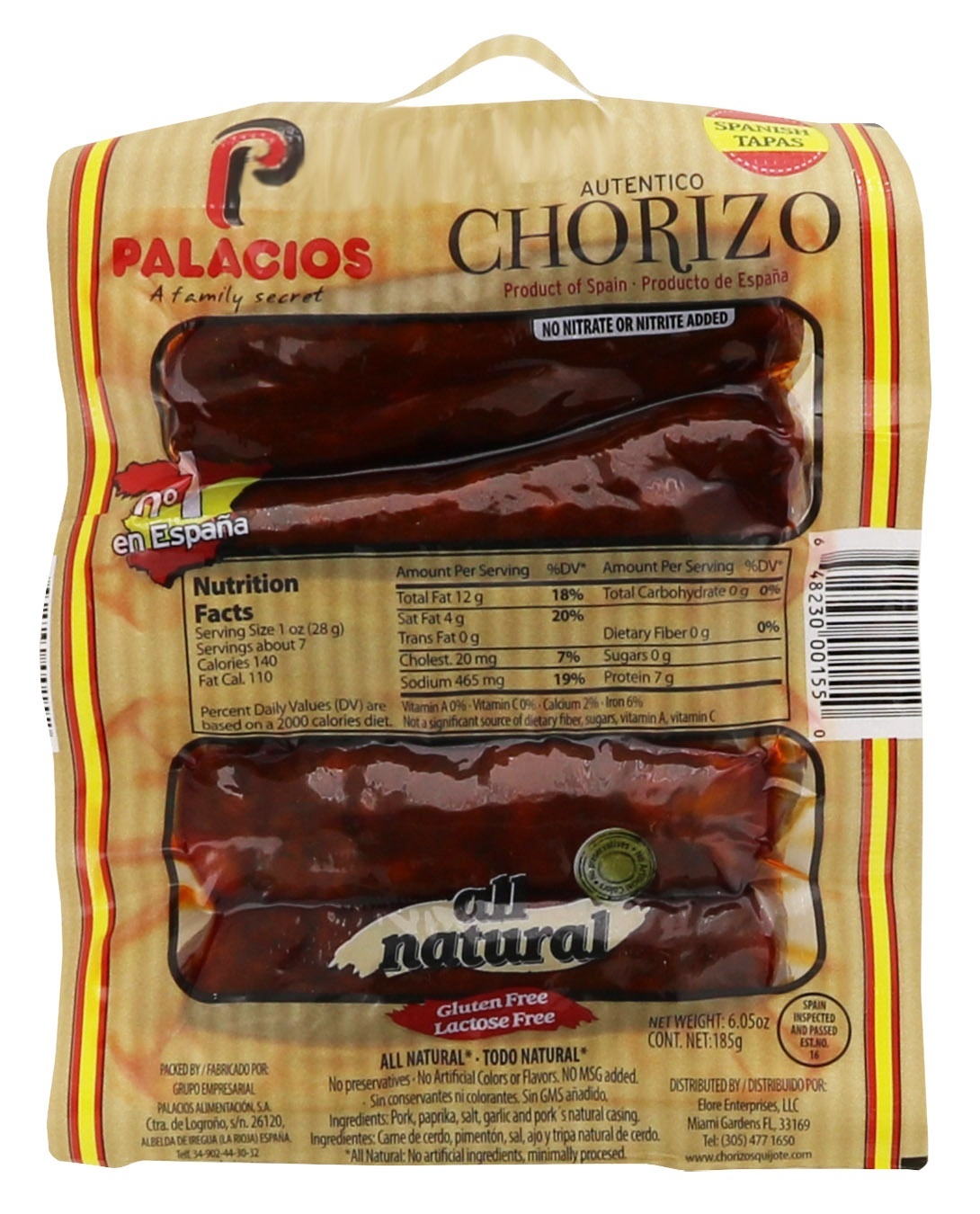 slide 1 of 1, Palacios Mild Chorizo, 6.5 oz