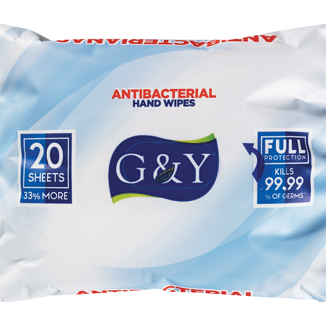 slide 1 of 1, G&Y Antibacterial Hand Wipes-20, 1 ct