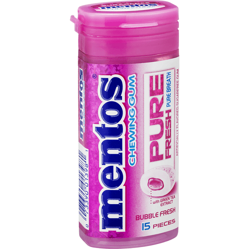 slide 1 of 1, Mentos Pure Fresh Sugar-Free Chewing Bubble Fresh Gum, 15 ct