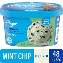 Kroger Deluxe Churned Mint Chocolate Chip Light Ice Cream