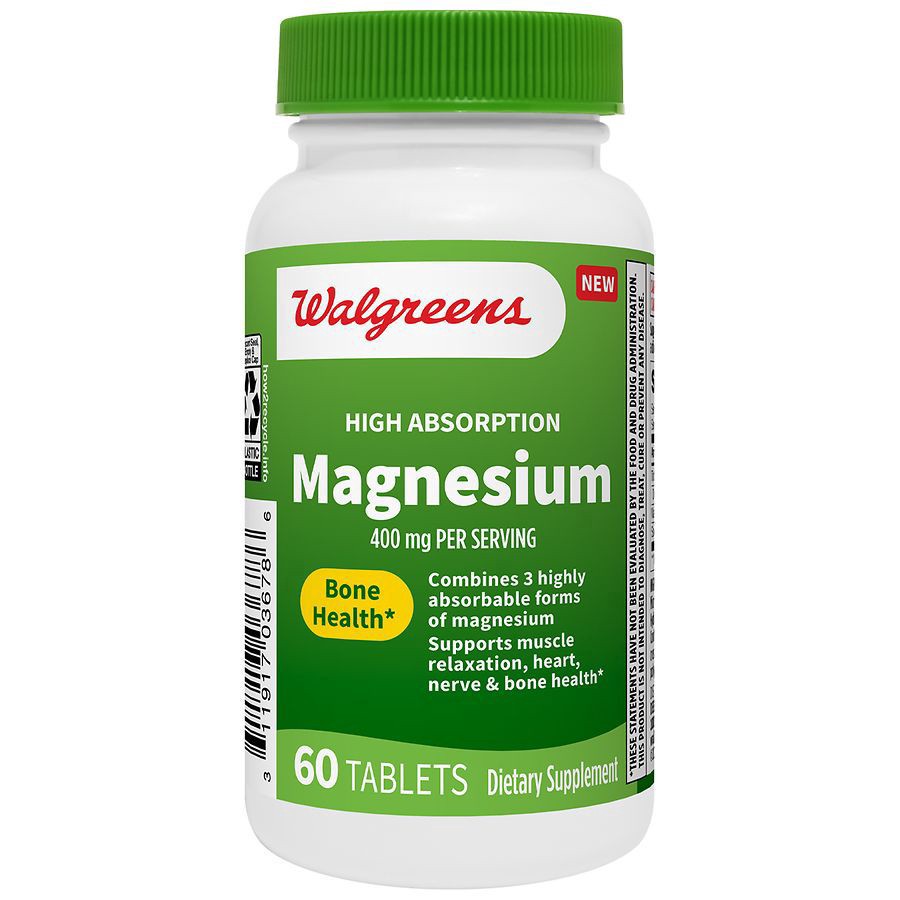 slide 1 of 5, Walgreens High Absorption Magnesium 400mg Tablets, 60 ct