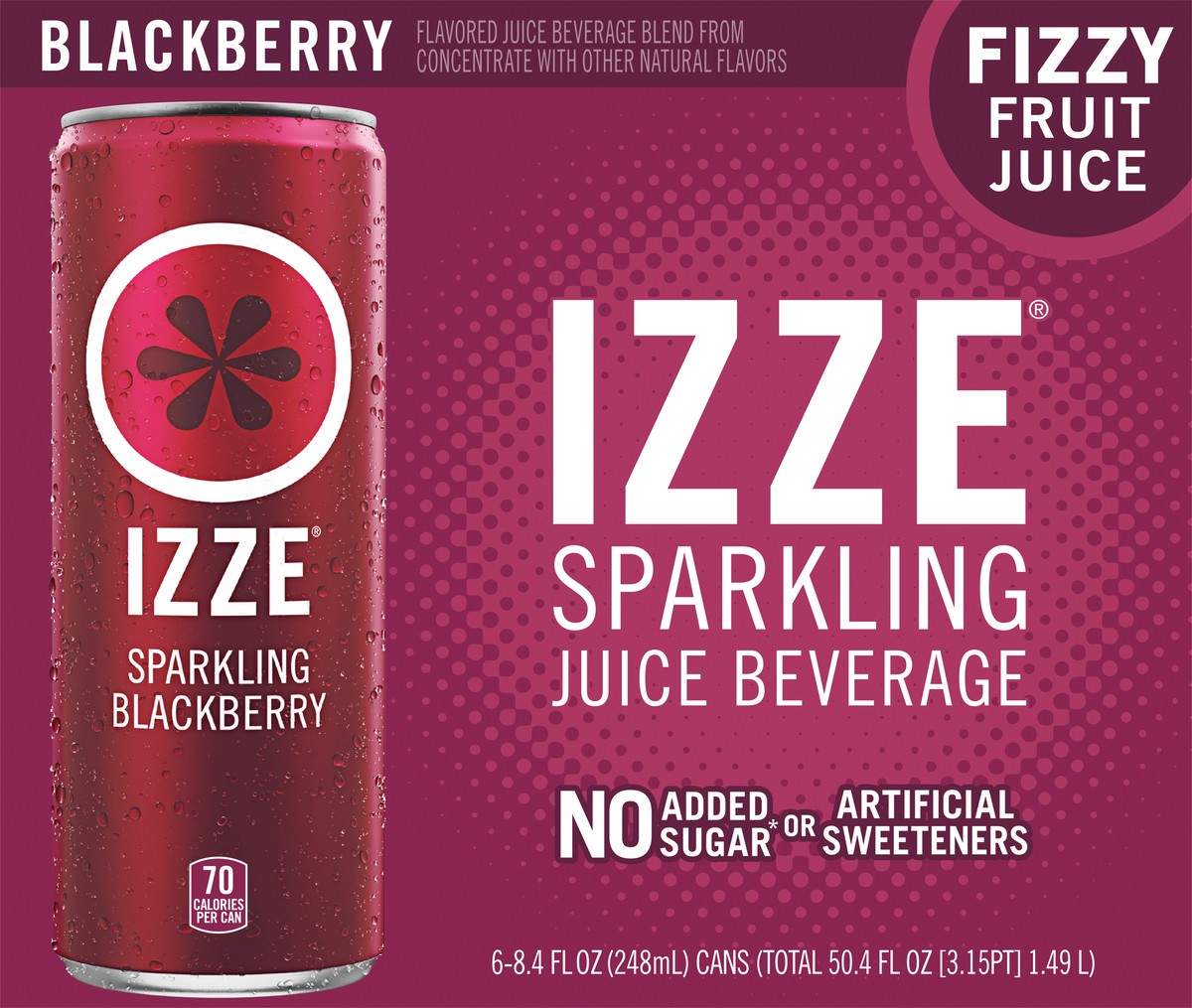 slide 4 of 10, IZZE Sparkling Juice Beverage Blend Blackberry 8.4 Fl Oz 6 Count, 6 ct