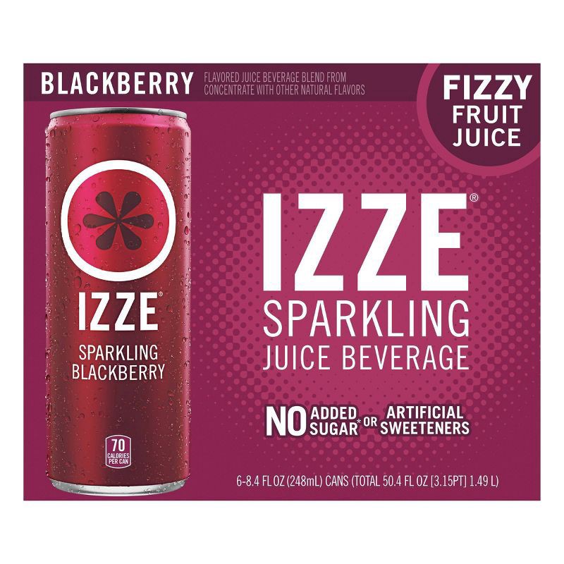 slide 1 of 10, IZZE Sparkling Juice Beverage Blend Blackberry 8.4 Fl Oz 6 Count, 6 ct