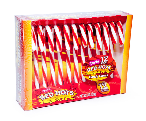 slide 1 of 1, Brach's Red Hots Candy Canes, 6 oz