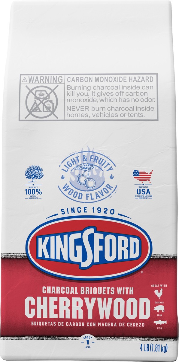 slide 3 of 7, Kingsford Original Charcoal Briquettes with Cherrywood, BBQ Charcoal for Grilling - 4 Pounds, 4 lb