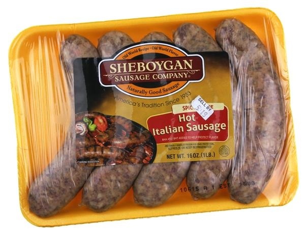 slide 1 of 1, Sheboygan Sausage Company Spicy Recipe Hot Italian Sausage, 16 oz