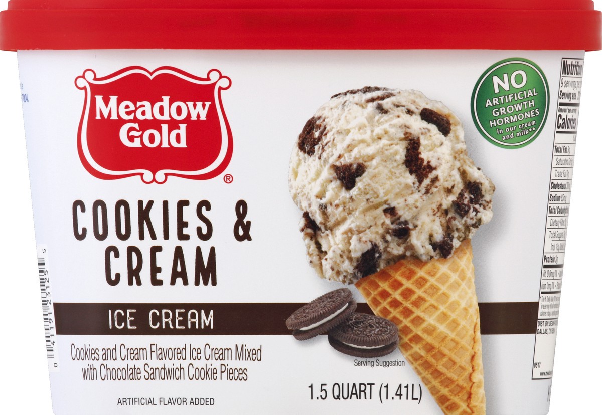 slide 3 of 6, Meadow Gold Cookies & Cream Ice Cream 1.5 qt, 1.5 qt