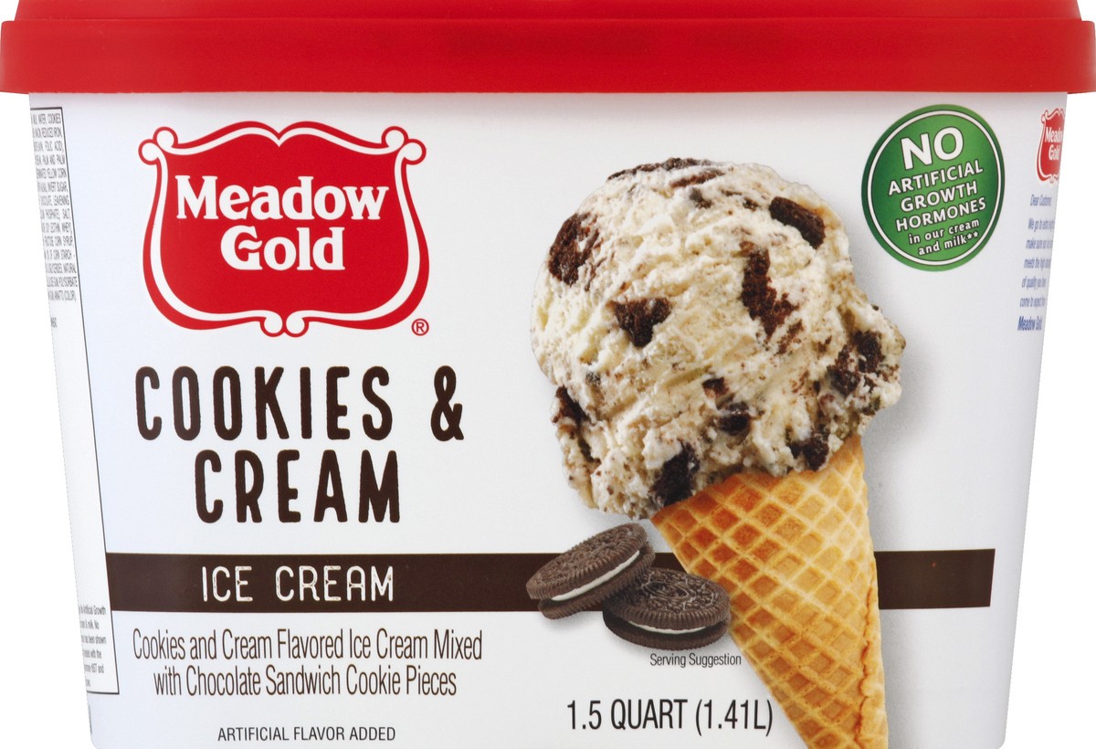 slide 4 of 6, Meadow Gold Cookies & Cream Ice Cream 1.5 qt, 1.5 qt