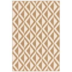 Room & Retreat Solstice Indoor/Outdoor Area Rug Diamond Geo, 5 ft x 7 ft, Tan