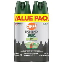 Off! Sportsmen Deep Woods Dry Insect Repellent V, DEET Mosquito Spray, 4 oz, 2 ct