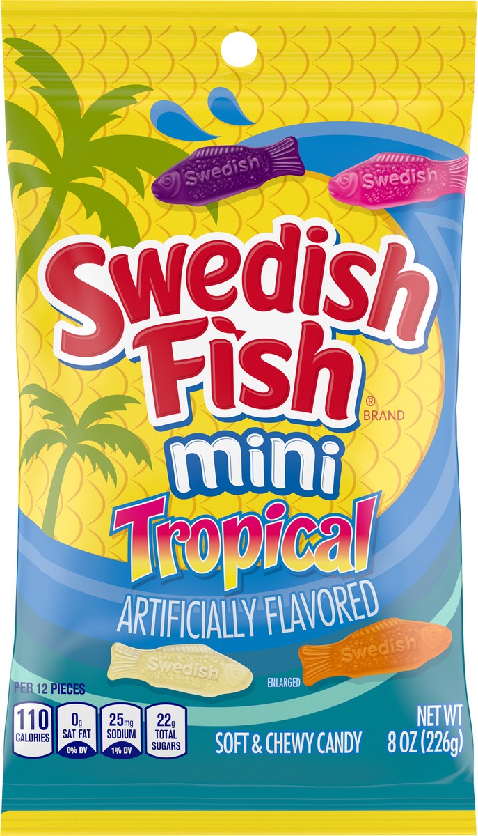 slide 6 of 9, SWEDISH FISH Mini Tropical Soft & Chewy Candy, 8 oz, 8 oz