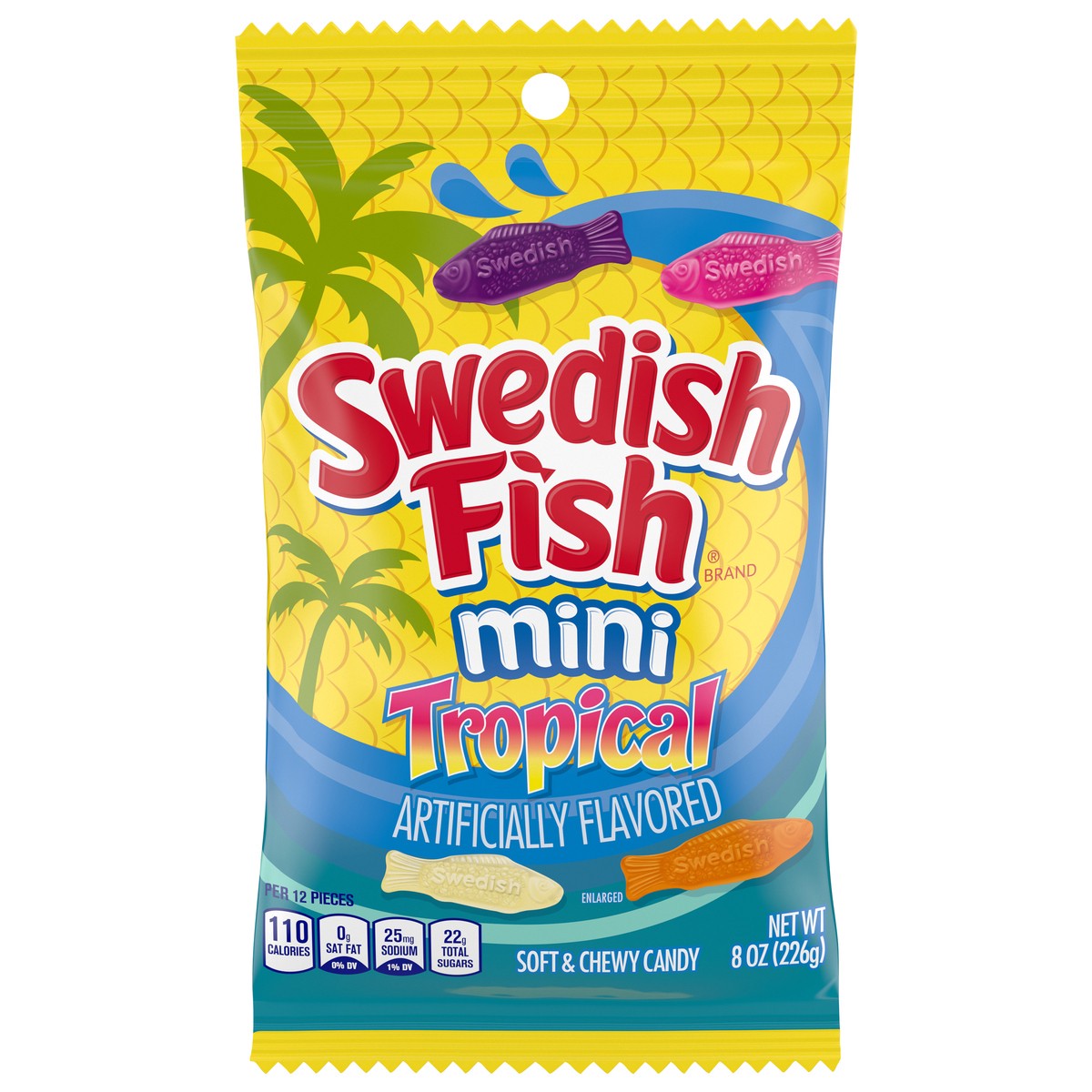 slide 1 of 9, SWEDISH FISH Mini Tropical Soft & Chewy Candy, 8 oz, 8 oz