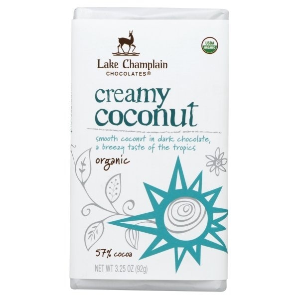 slide 1 of 2, Lake Champlain Chocolates Bar Dark Chocolate Creamy Coconut 55% Cocoa Organic, 3.25 oz