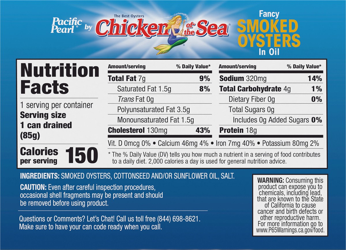 slide 2 of 10, Chicken of the Sea Pacific Pearl Fancy Smoked Oysters in Oil 3.75 oz, 3.75 oz