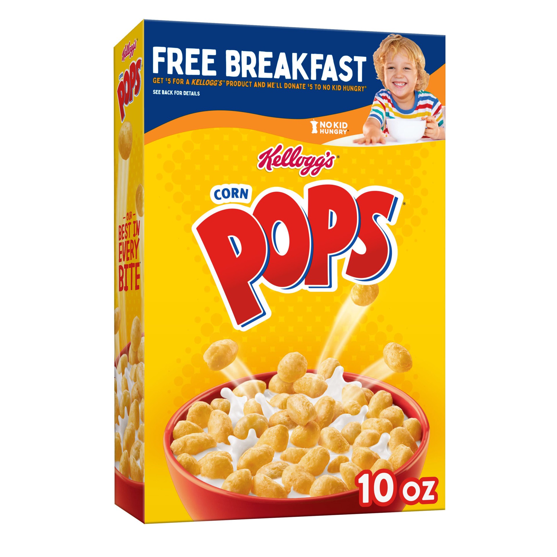 slide 1 of 3, Kellogg's Corn Pops Original Cold Breakfast Cereal, 10 oz