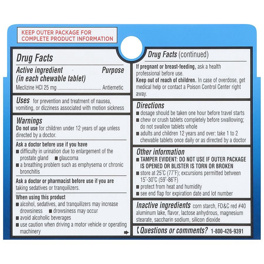 slide 3 of 3, Walgreens Less Drowsy Motion Sickness Relief Chewable Tablets, 16 ct