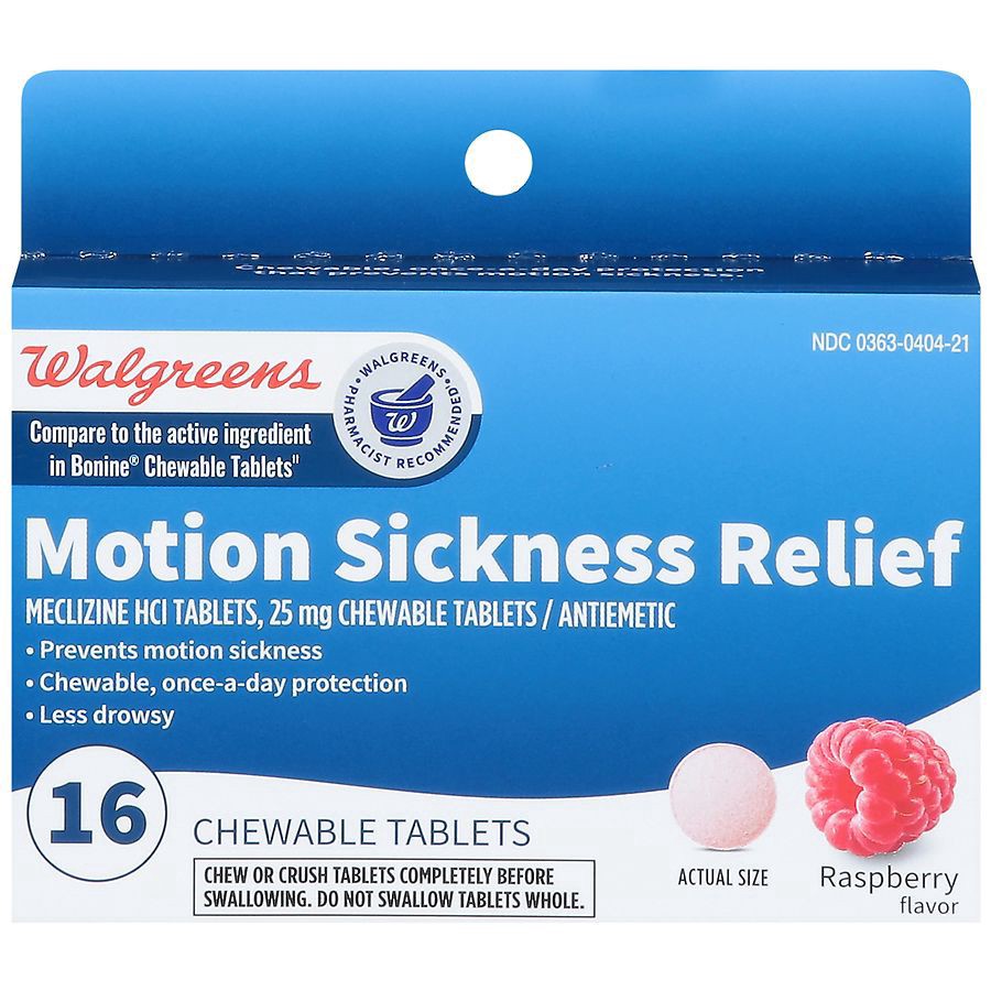 slide 1 of 3, Walgreens Less Drowsy Motion Sickness Relief Chewable Tablets, 16 ct