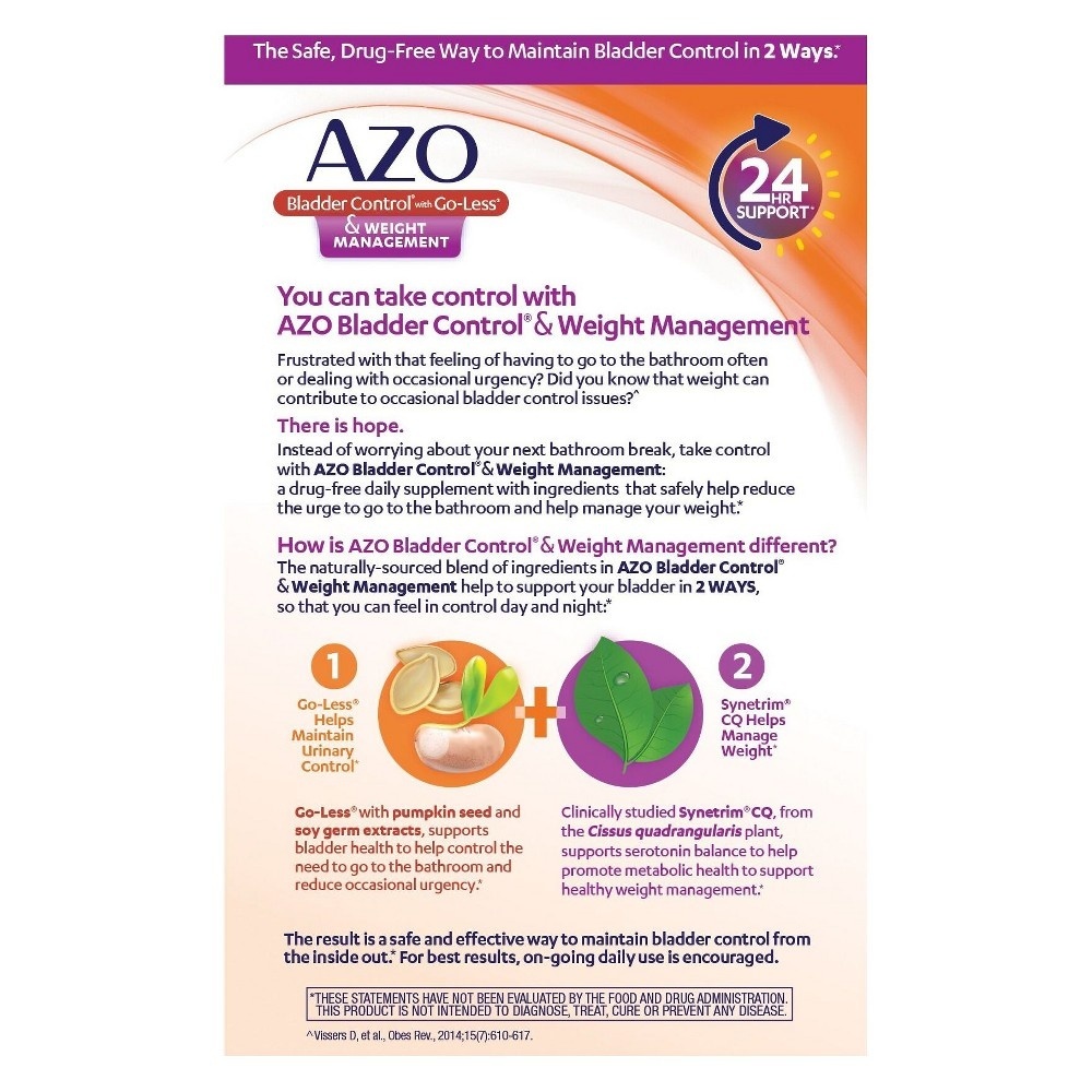 AZO Bladder Control Plus Weight Management Capsules 48 ct Shipt