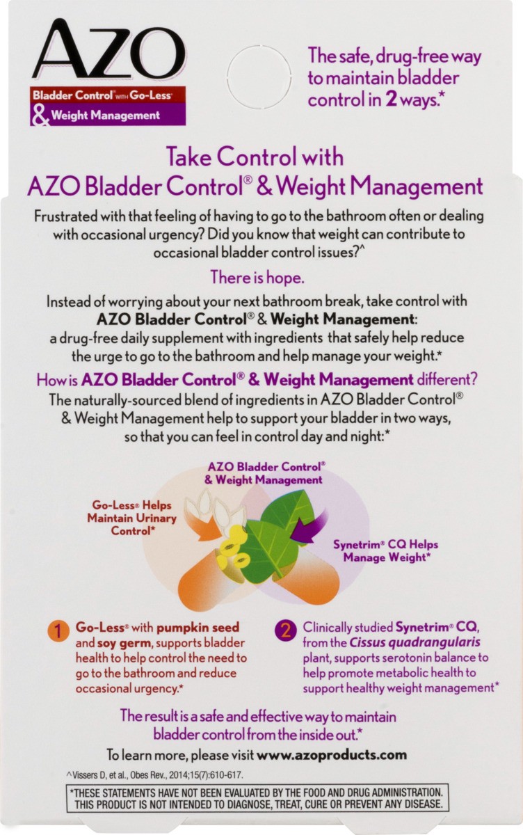 slide 6 of 9, Azo Bladder Control Plus Weight Management Capsules, 48 ct