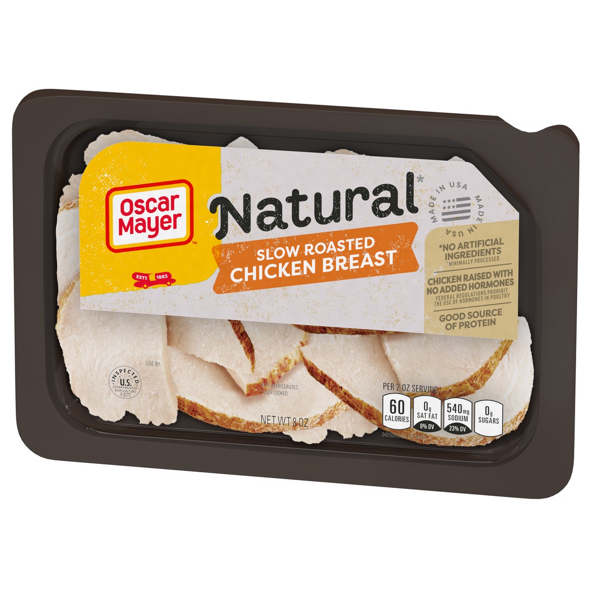 slide 3 of 9, Oscar Mayer Natural Slow Roasted Sliced Chicken Breast Deli Lunch Meat, 8 oz Package, 8 oz
