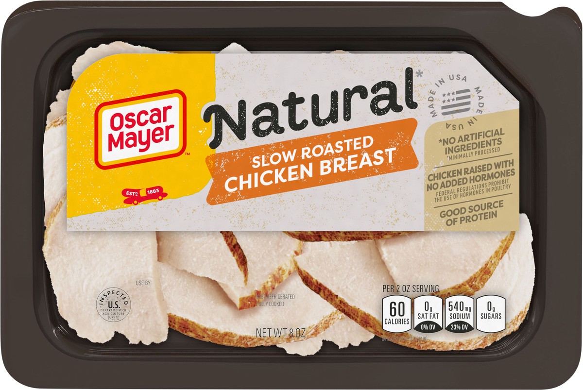 slide 5 of 9, Oscar Mayer Natural Slow Roasted Sliced Chicken Breast Deli Lunch Meat, 8 oz Package, 8 oz