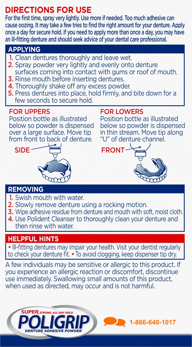 slide 10 of 11, Poligrip Super Poligrip Denture Adhesive Powder, Extra Strength - 1.6 Ounces, 1.6 oz