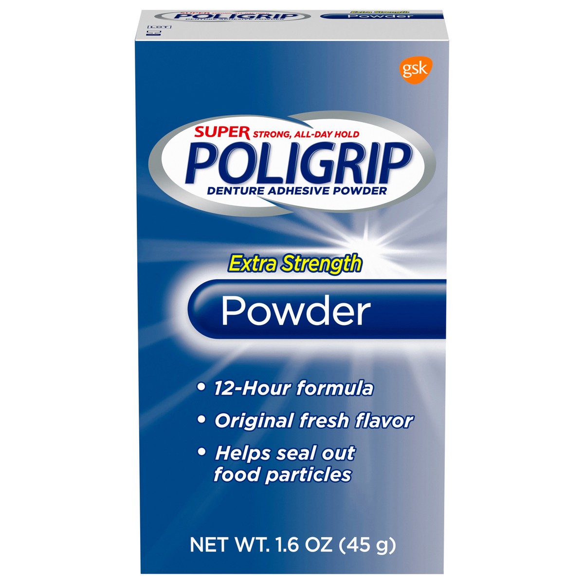 slide 1 of 11, Poligrip Super Poligrip Denture Adhesive Powder, Extra Strength - 1.6 Ounces, 1.6 oz