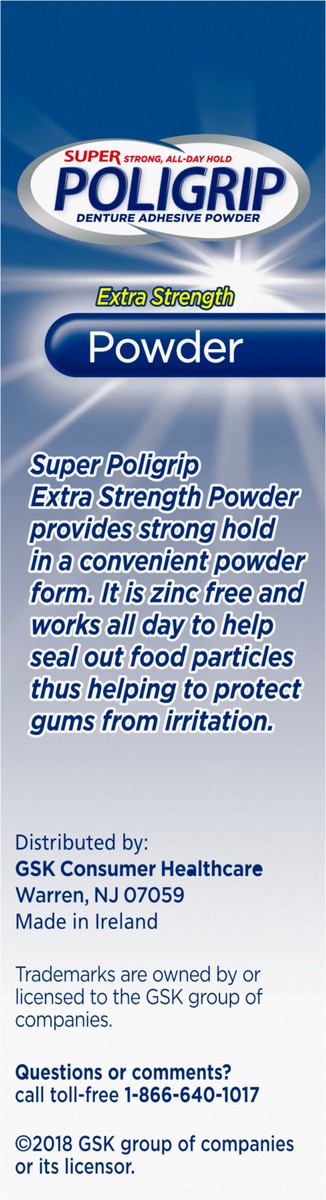 slide 4 of 11, Poligrip Super Poligrip Denture Adhesive Powder, Extra Strength - 1.6 Ounces, 1.6 oz