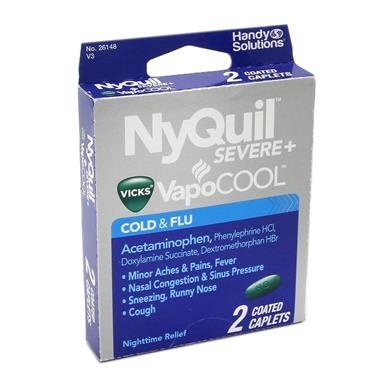 slide 1 of 1, Vicks NyQuil Severe+VapoCool Cold & Flu Caplets, 2 ct