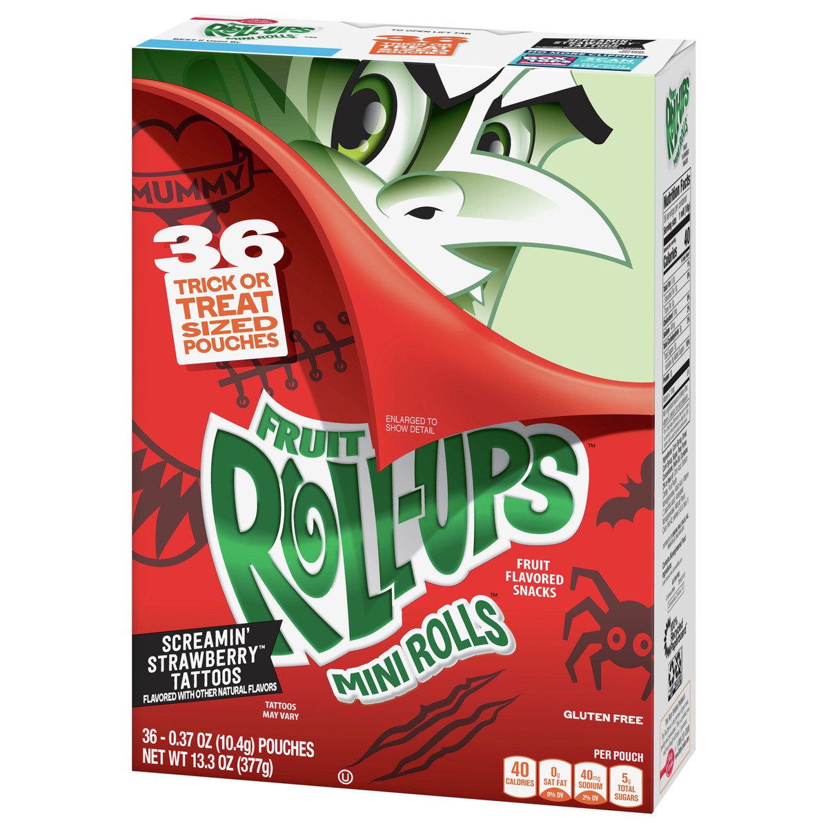 slide 8 of 9, Fruit Roll-Ups Mini Rolls Fruit Flavored Snacks, Screamin' Strawberry Tattoos, 36 ct, 36 ct