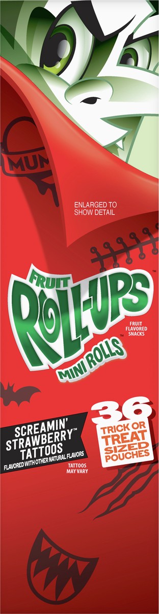 slide 2 of 9, Fruit Roll-Ups Mini Rolls Fruit Flavored Snacks, Screamin' Strawberry Tattoos, 36 ct, 36 ct